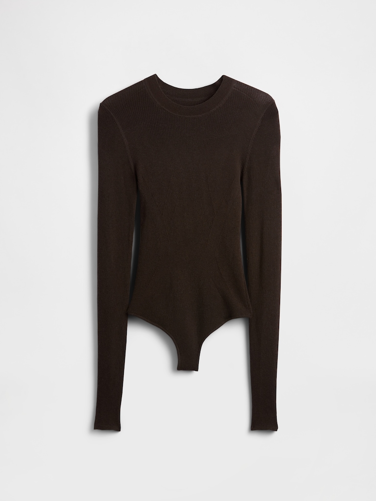Sheer Rib Sweater Bodysuit