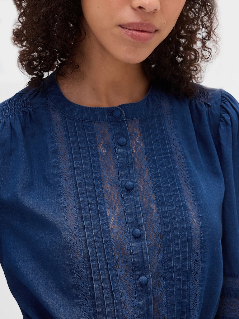 Lace-Trim Voile Top