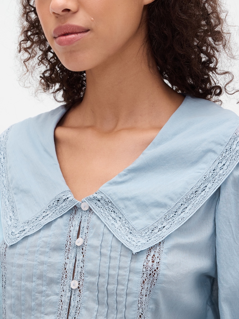 Collared V-Neck Peplum Top
