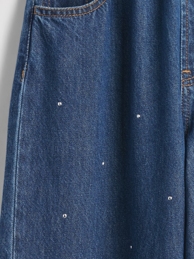 Kids High Rise Rhinestone Easy Barrel Jeans