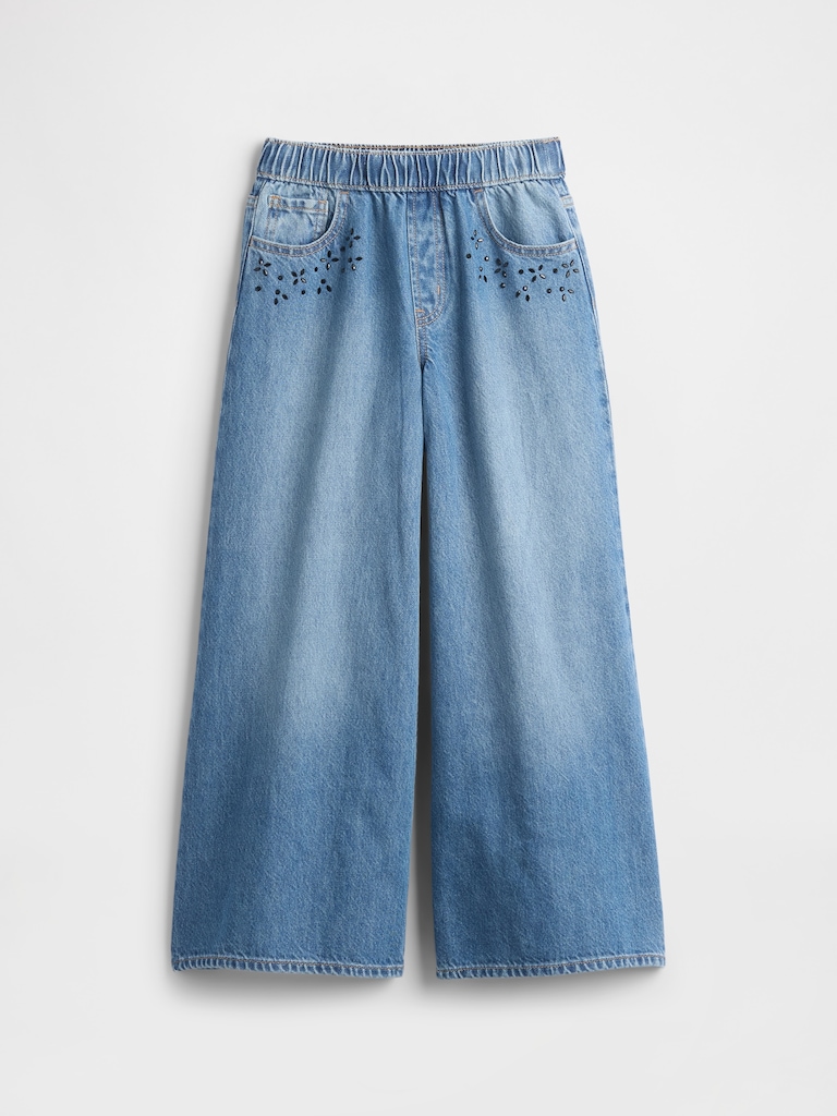 Kids Low Rise Beaded Easy Baggy Jeans