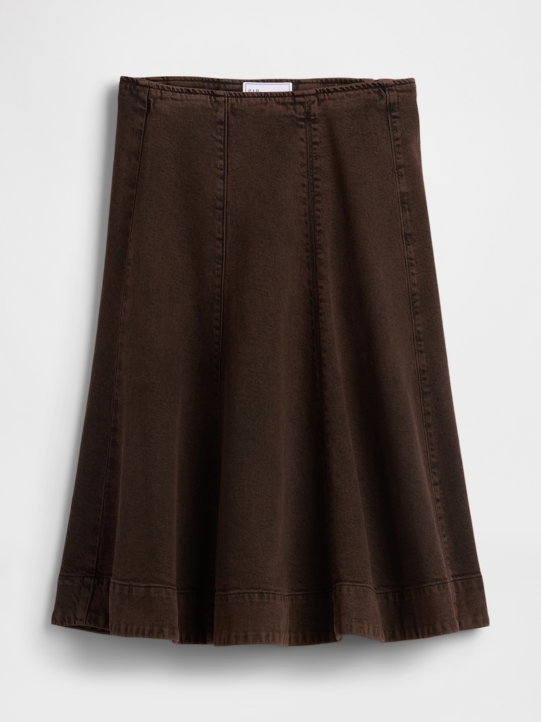 Denim Tulip Midi Skirt