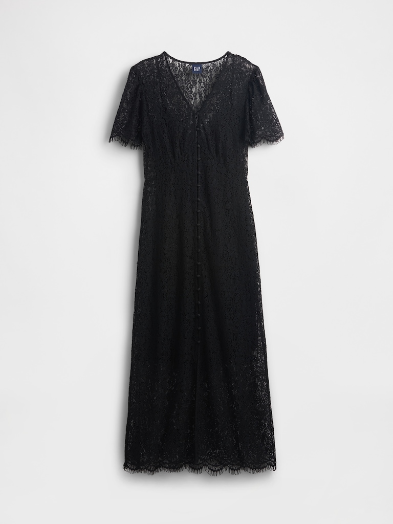 Lace V-Neck Midi Dress