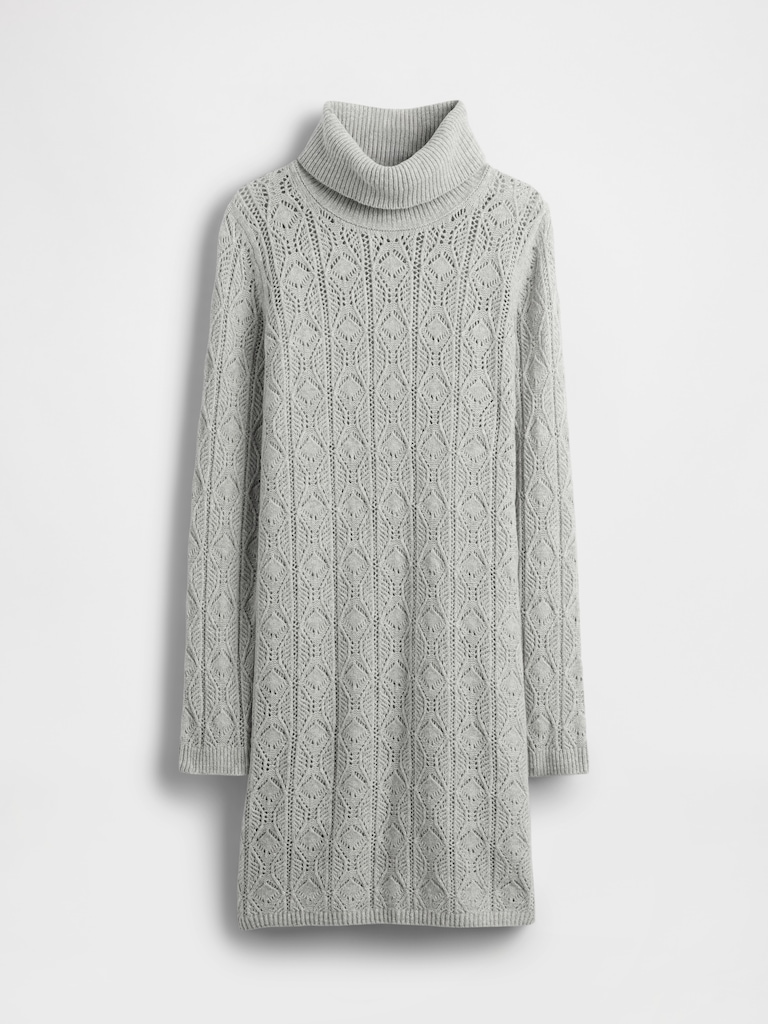 CashSoft Pointelle Turtleneck Sweater Dress