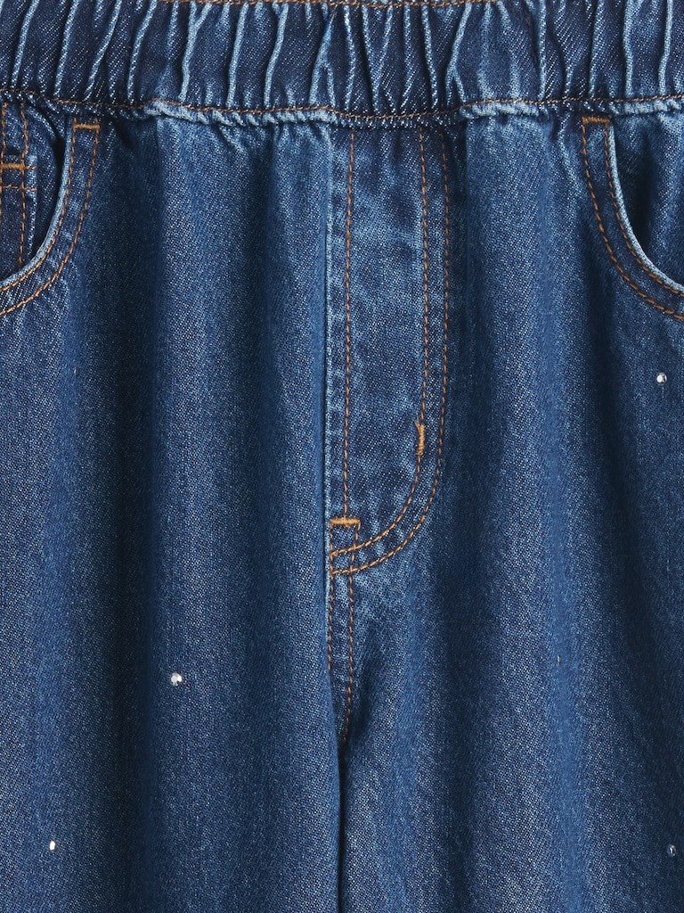 Kids High Rise Rhinestone Easy Barrel Jeans