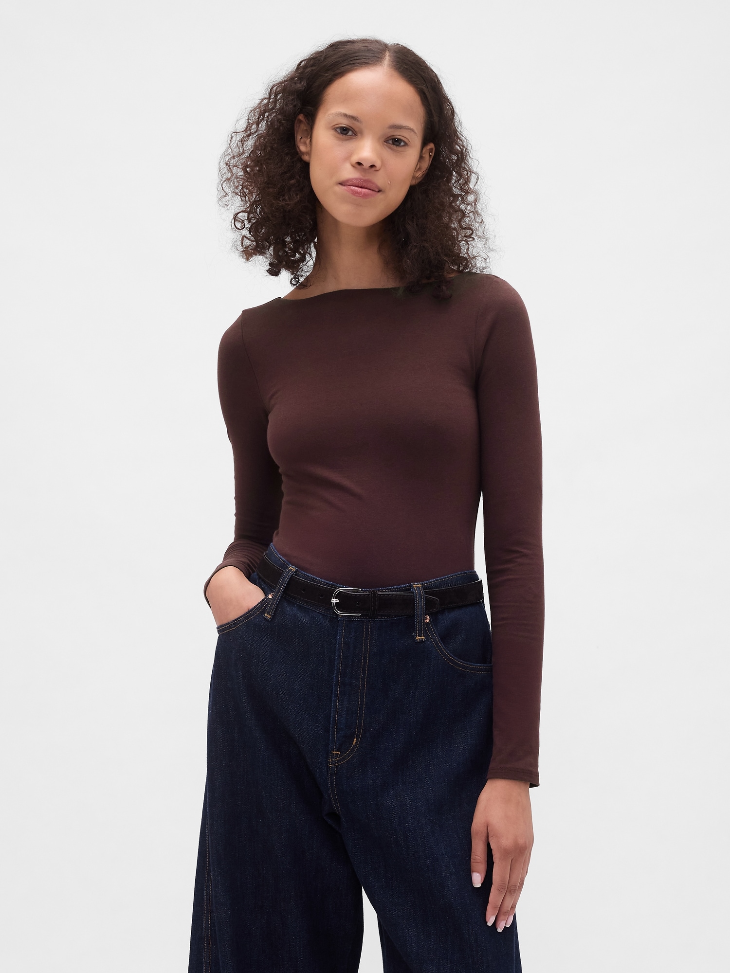 CloseKnit Jersey Boatneck Open-Back T-Shirt | Gap