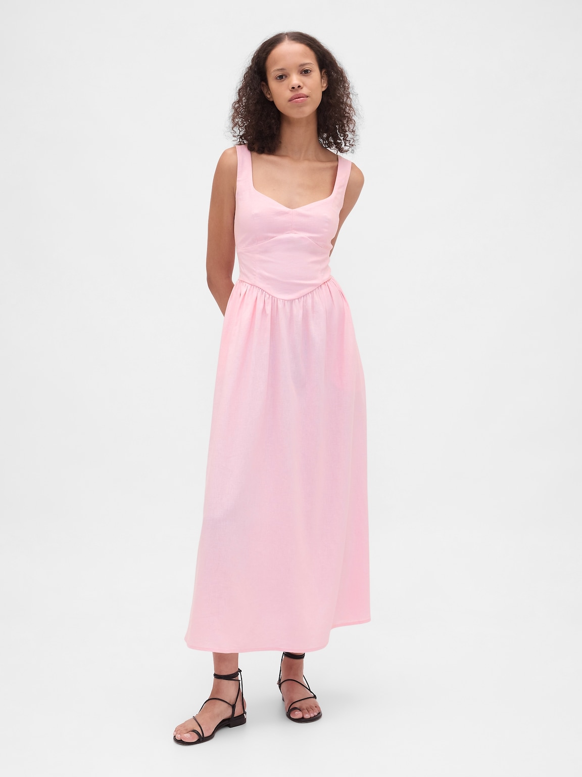 Seamed Drop-Waist Maxi Dress