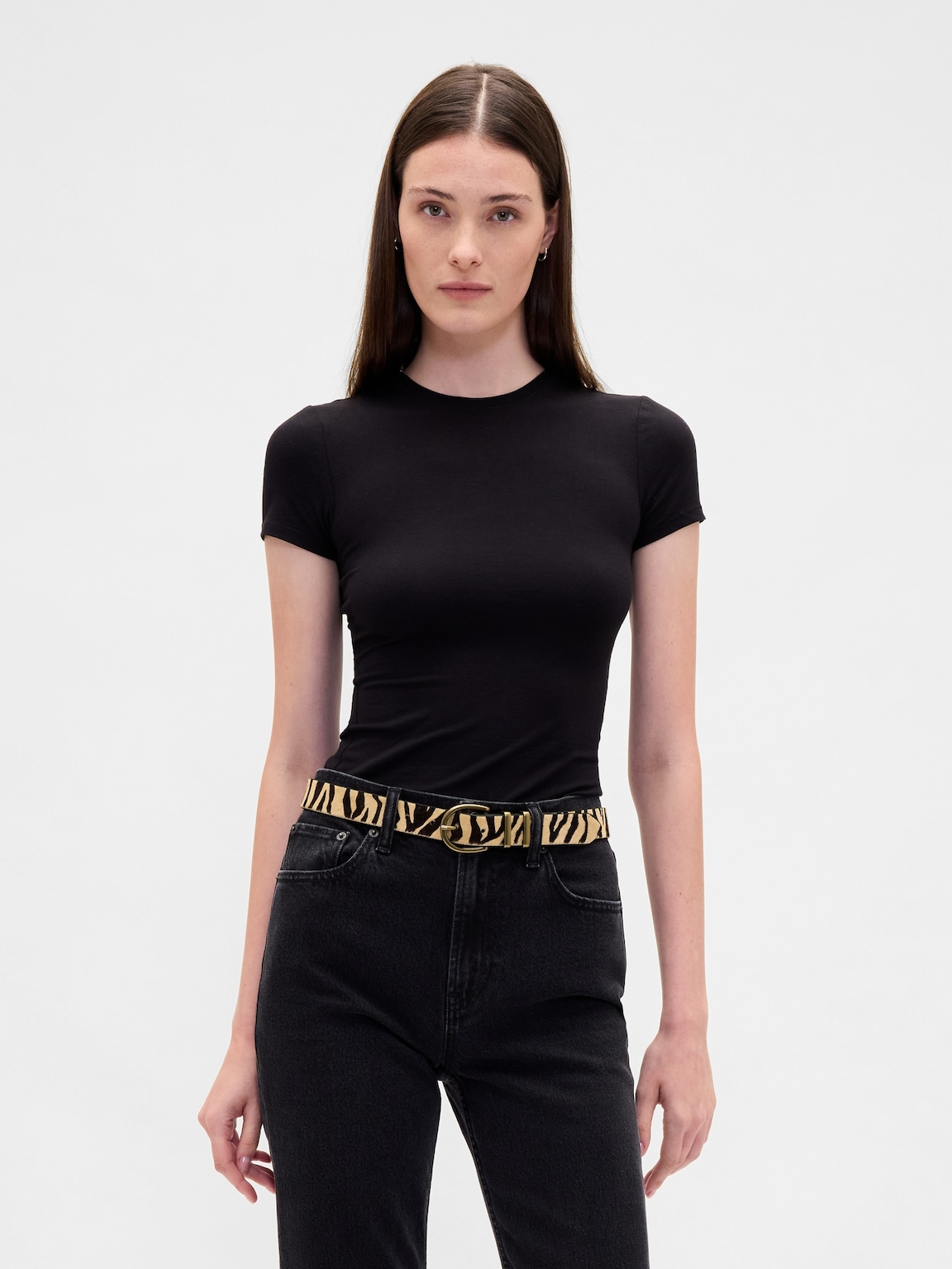 Tiger Print Calf Hair Belt