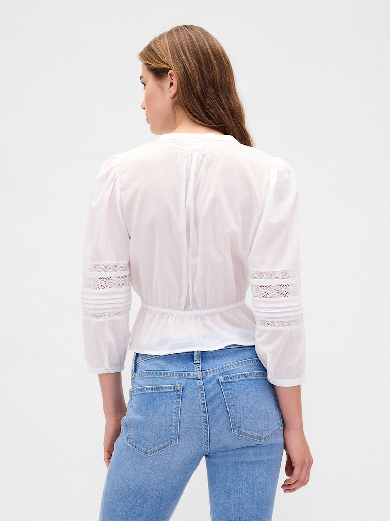 Lace-Trim Voile Top