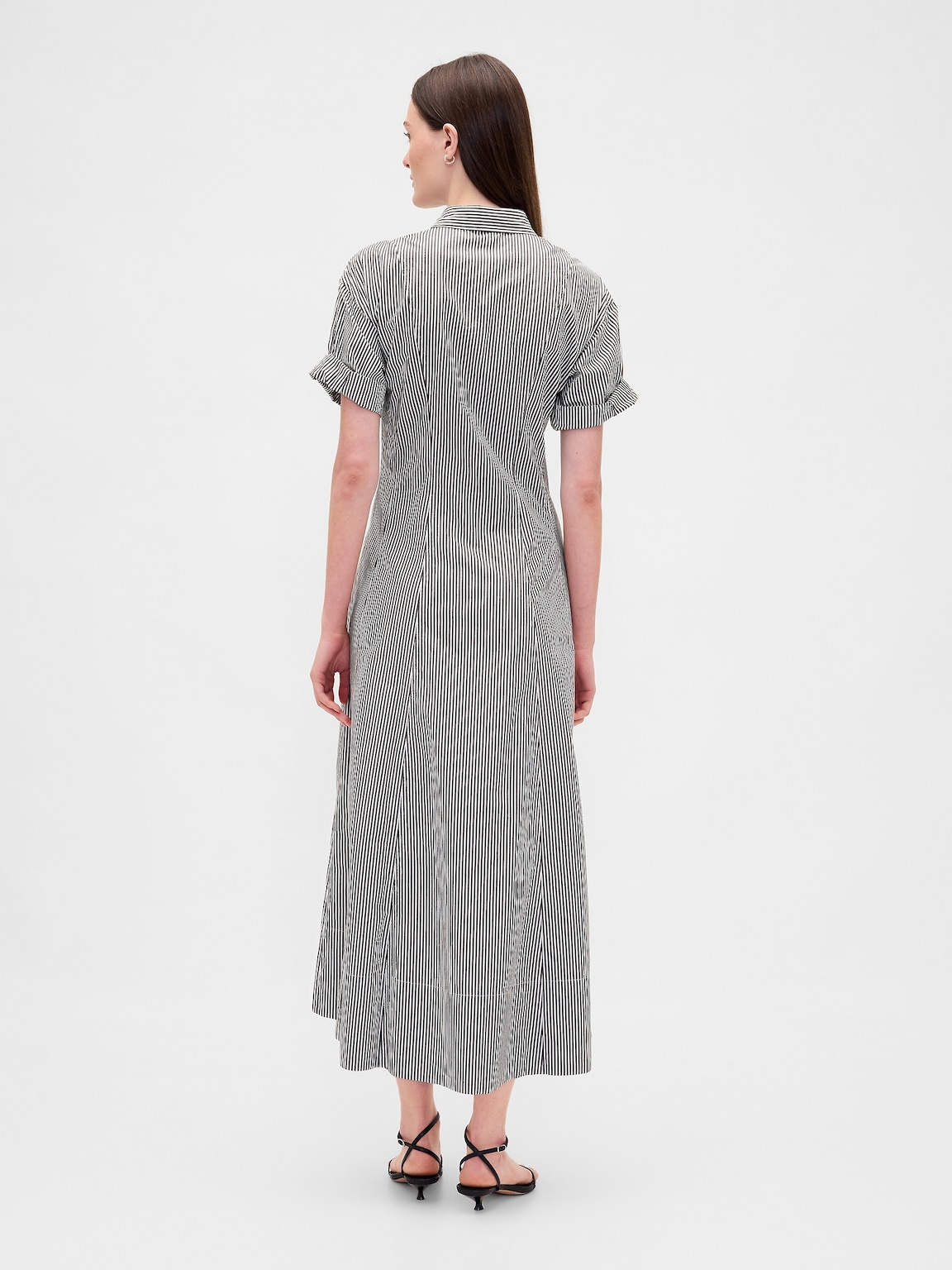 Poplin Roll-Cuff Midi Shirtdress