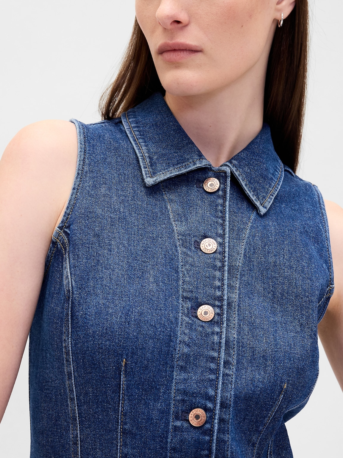 Denim Collared Shift Mini Dress