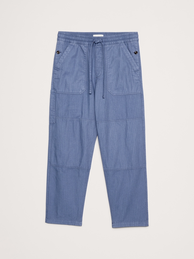 Herringbone Cotton Pull-On Utility Pant