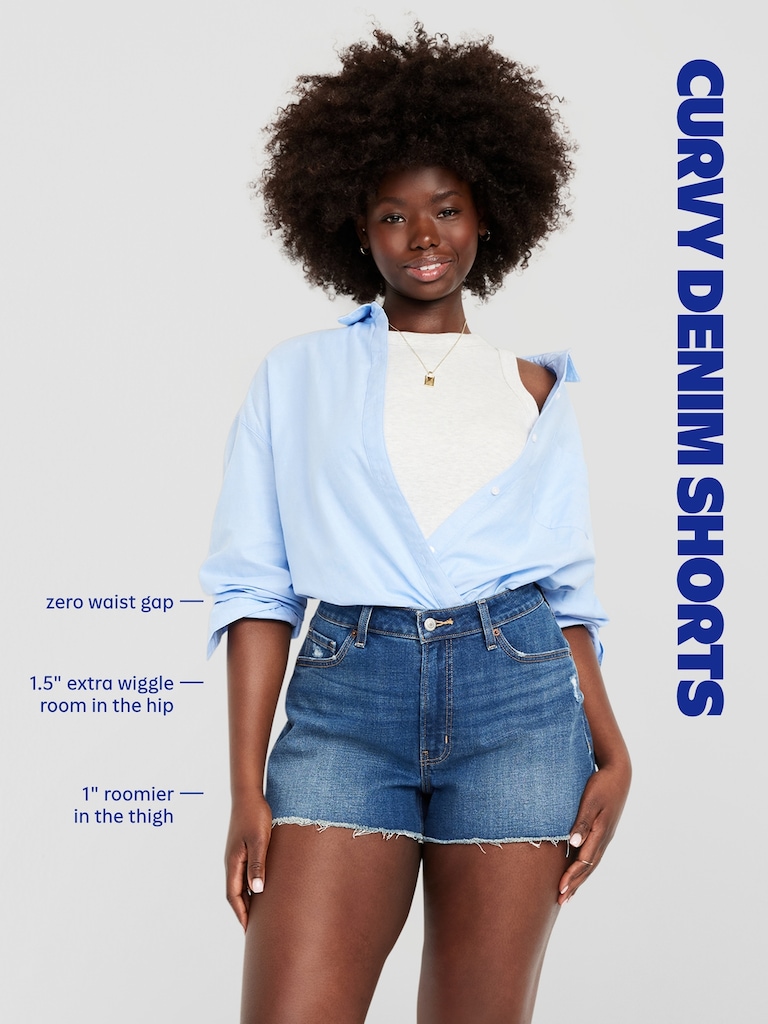 Curvy High-Waisted OG Jean Cut-Off Shorts -- 3-inch inseam