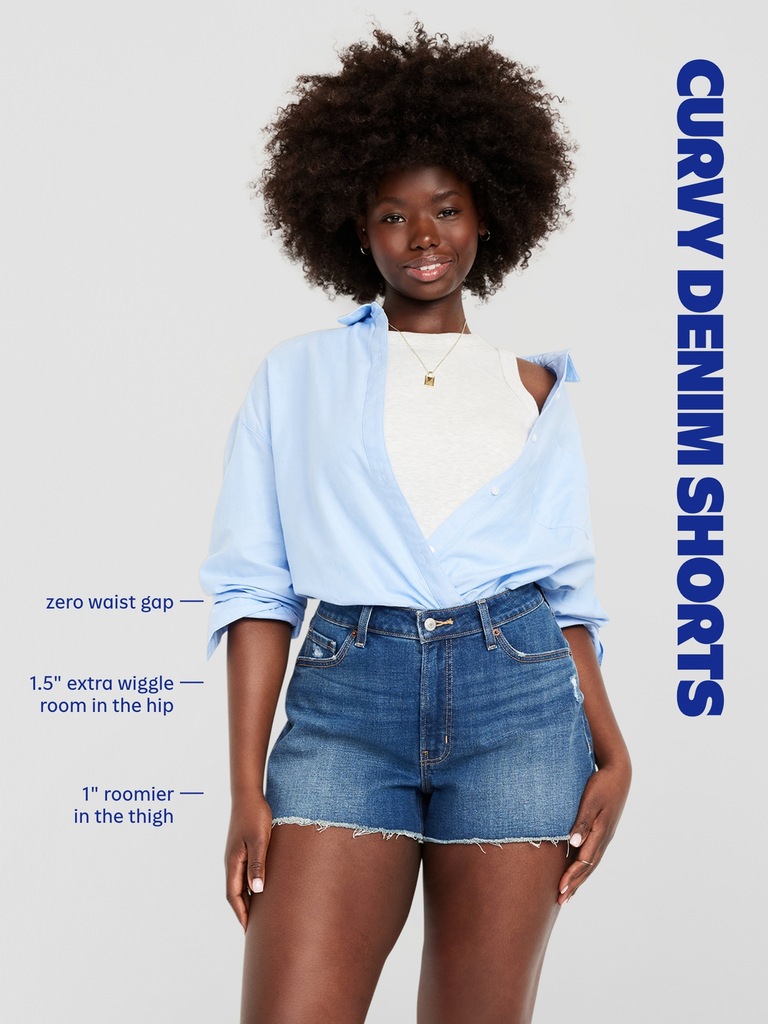Curvy High-Waisted OG Jean Cut-Off Shorts -- 3-inch inseam