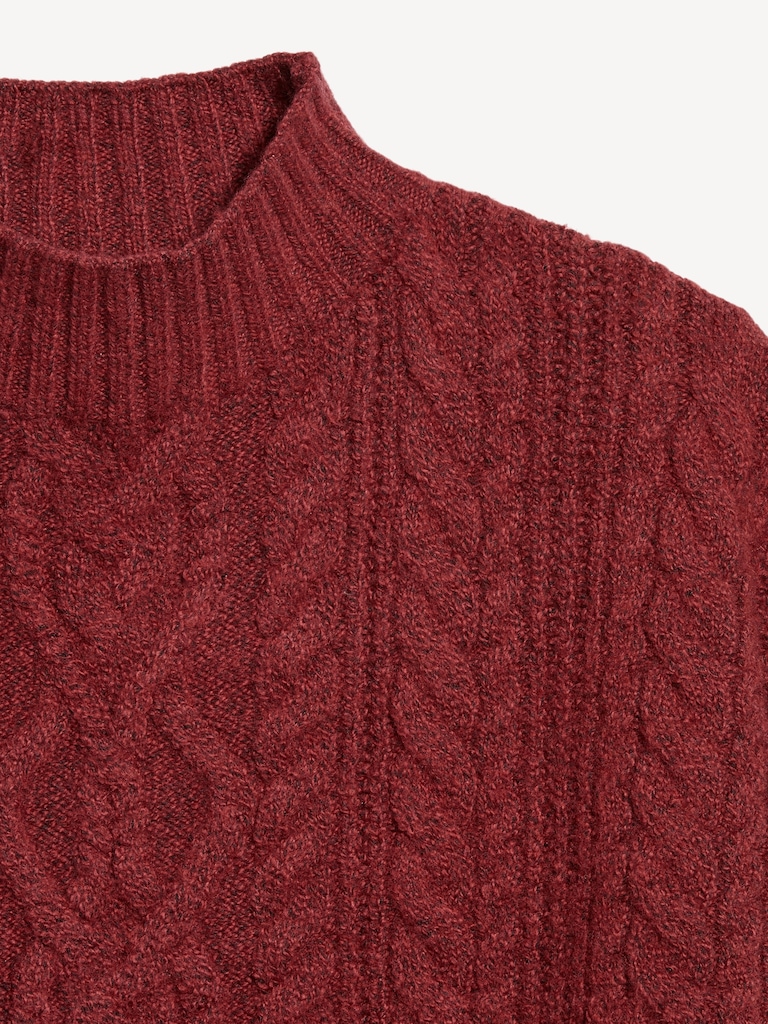SoSoft Cropped Mock-Neck Cable Sweater