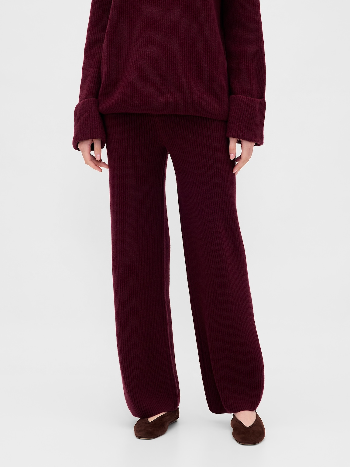 CashSoft Shaker-Stitch Sweater Pants