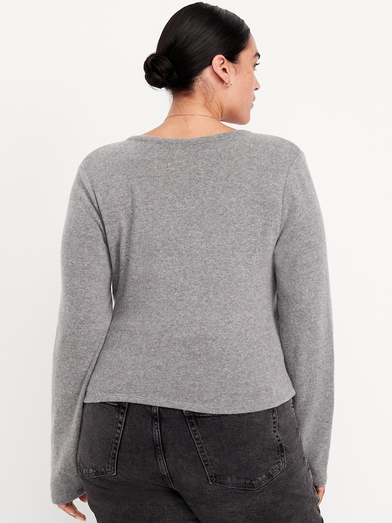 Long-Sleeve Wrap-Front Top