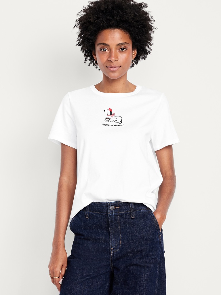 T-shirt passe-partout ras du cou à imprimé