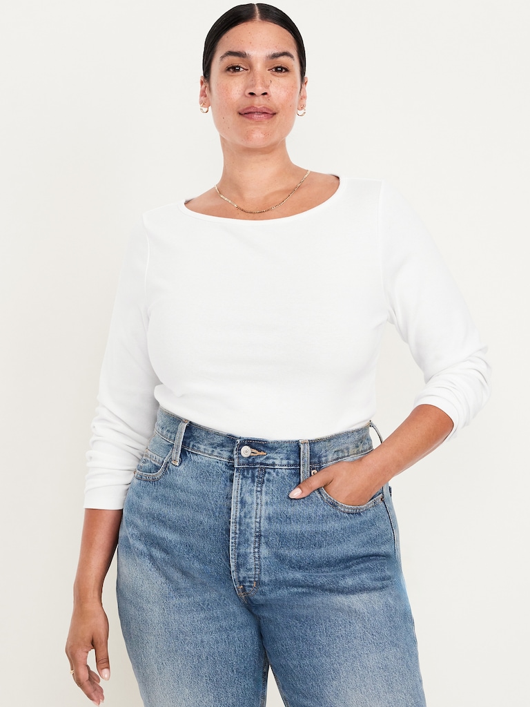 Snug Long-Sleeve Boatneck T-Shirt