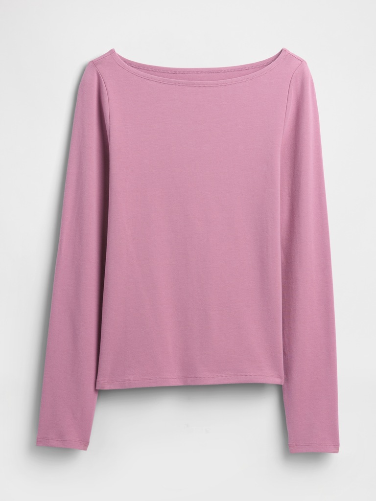 Stretch Jersey Boatneck T-Shirt