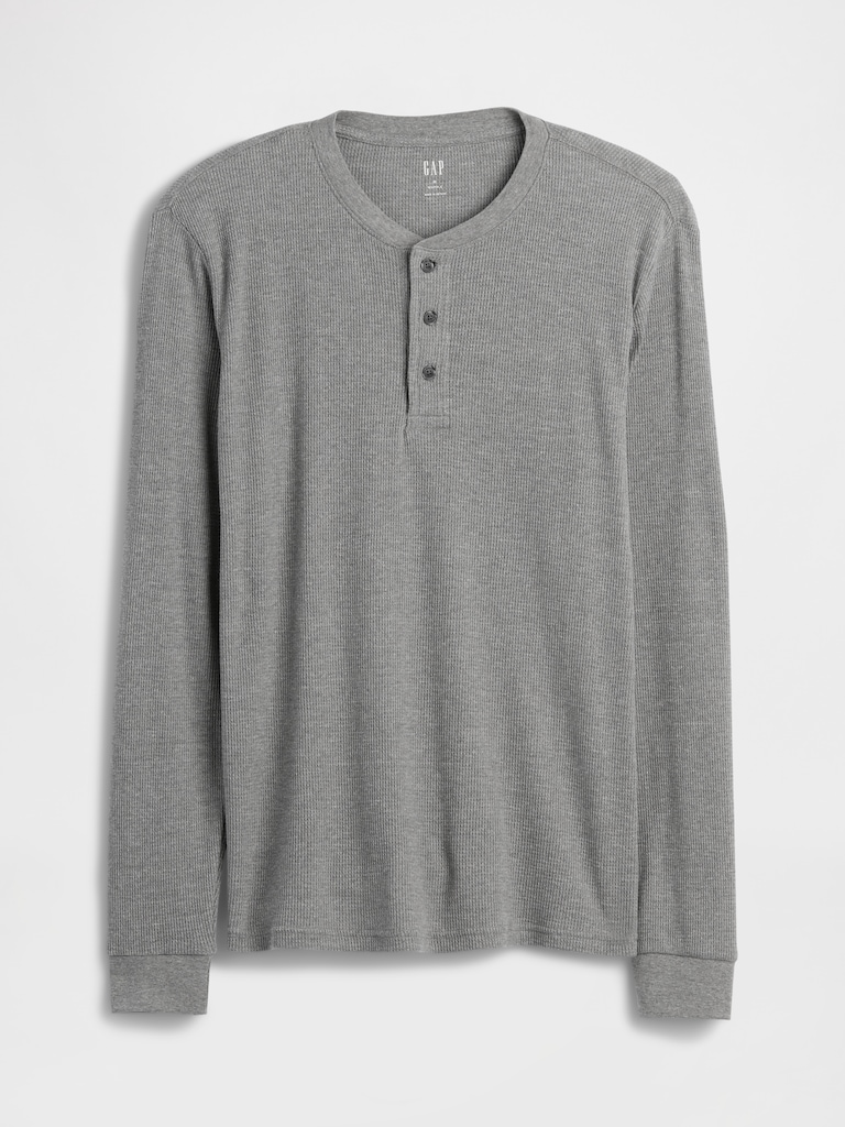 Waffle-Knit Henley T-Shirt