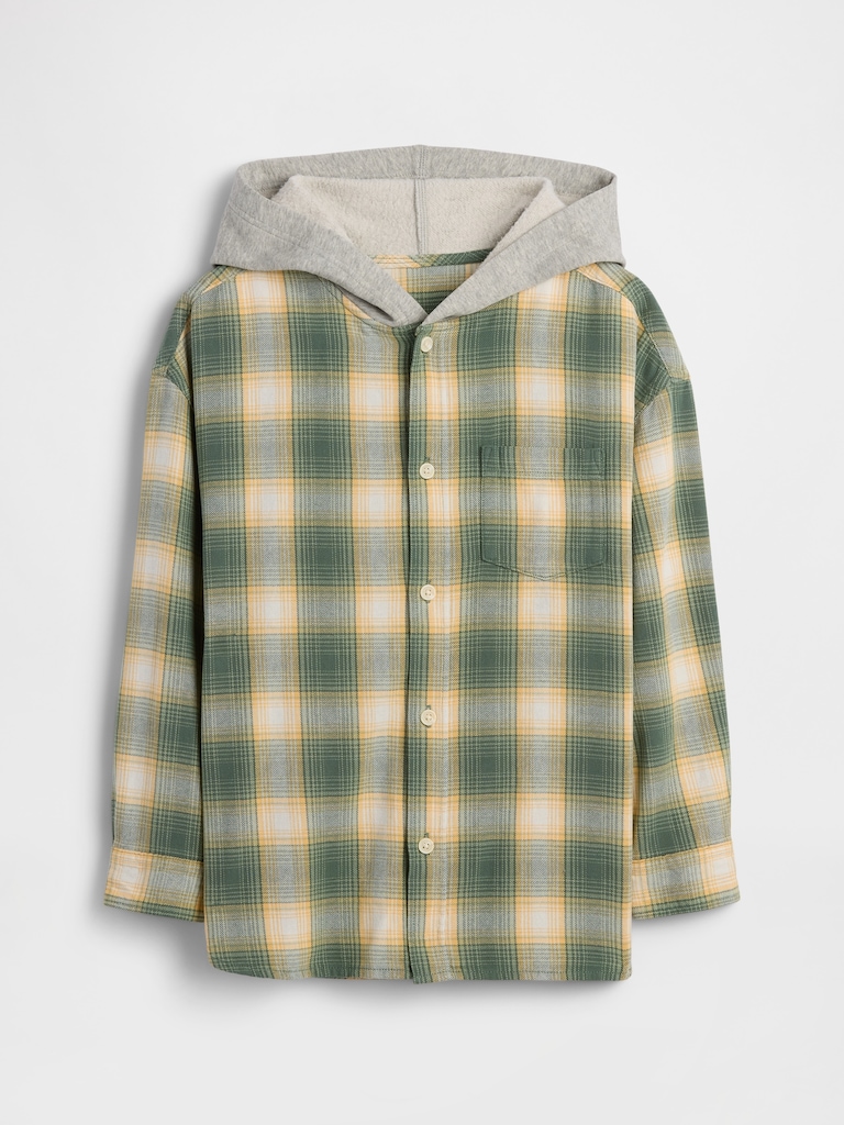 Kids Relaxed Hooded Flannel Shirt