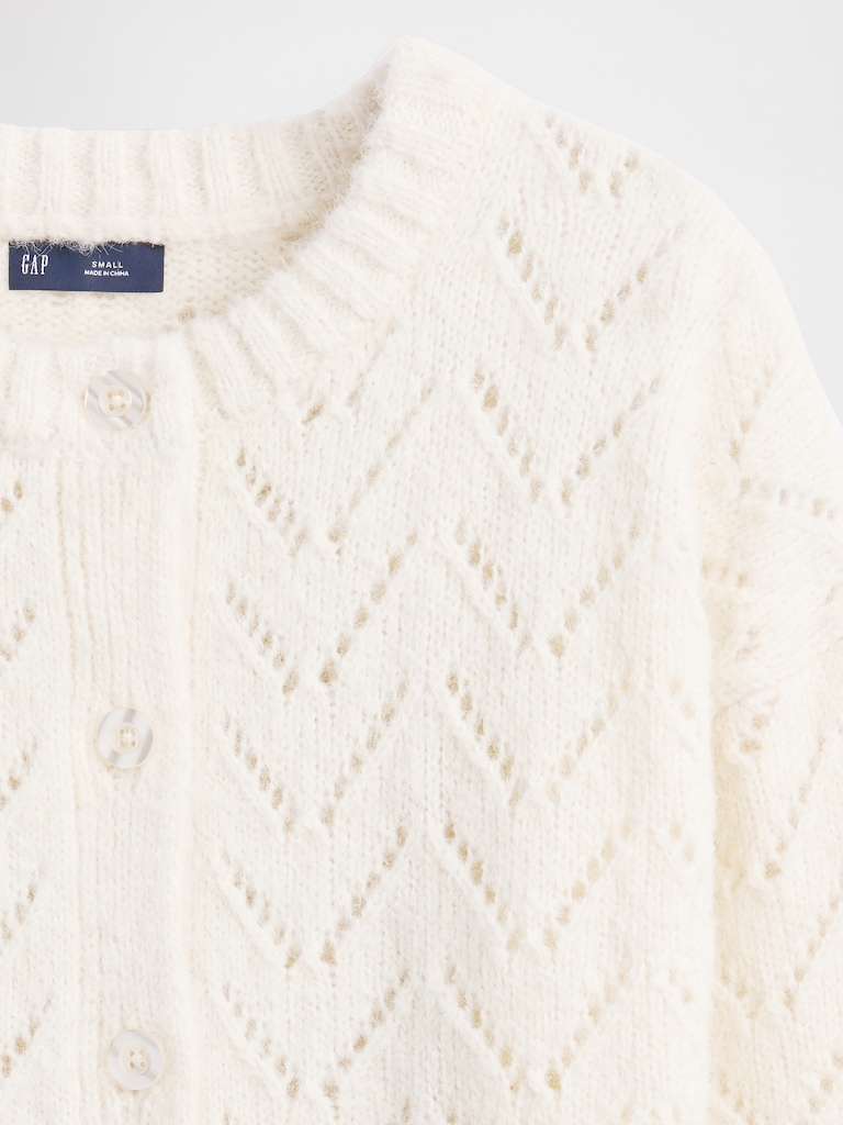 Fuzzy Pointelle Cardigan