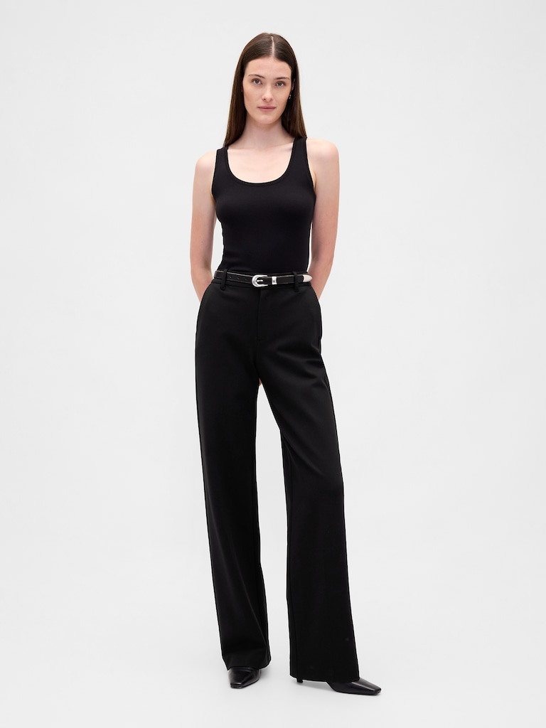 High Rise Double Knit Wide-Leg Pants