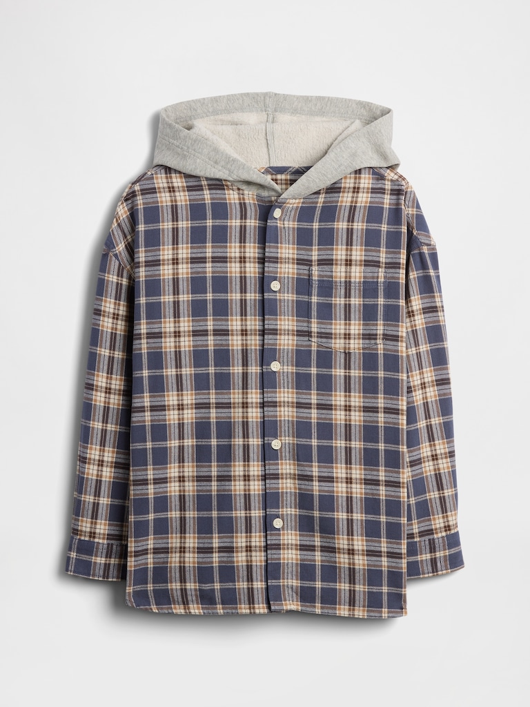 Kids Relaxed Hooded Flannel Shirt