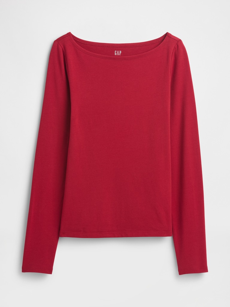 Stretch Jersey Boatneck T-Shirt