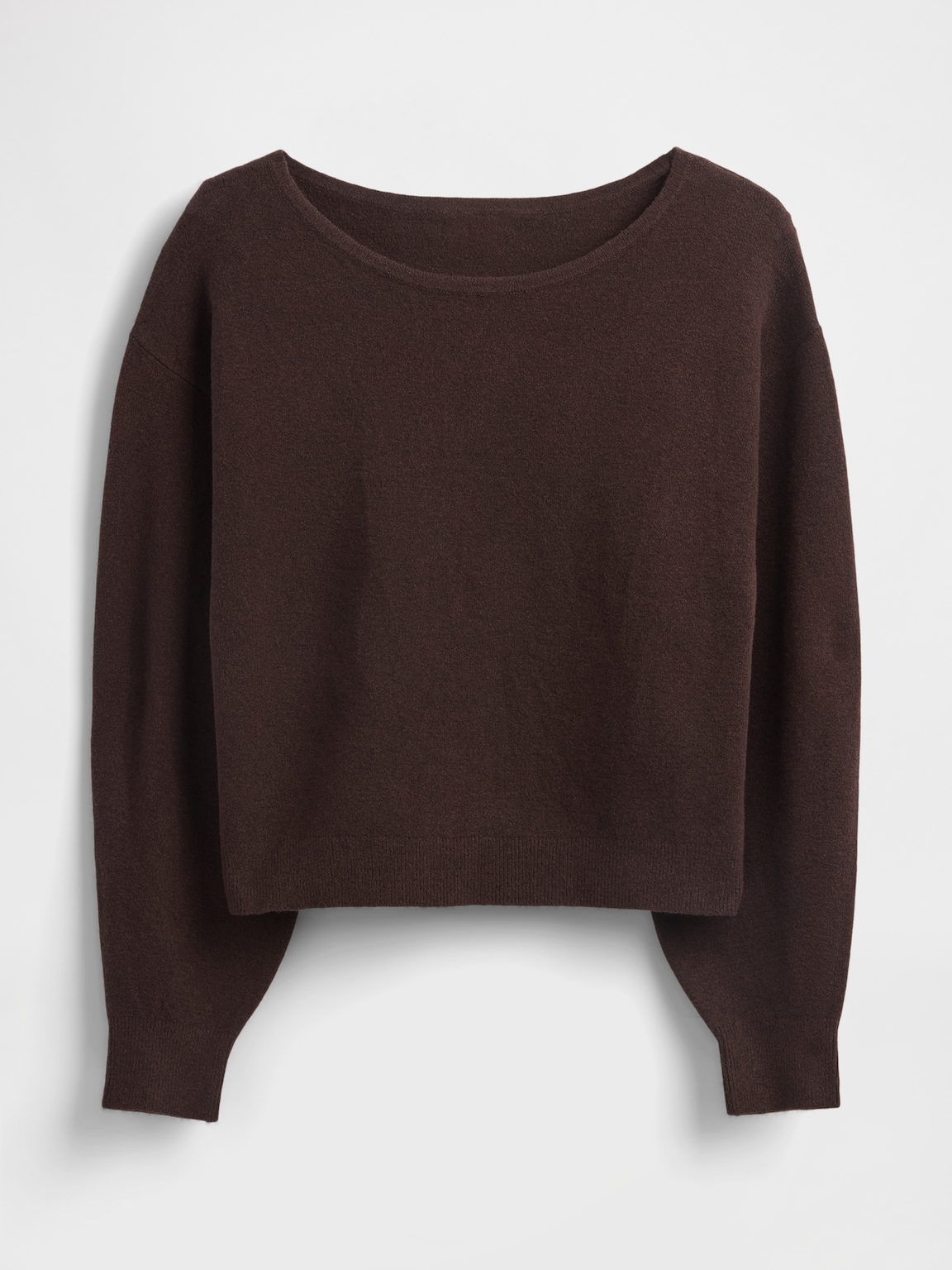 CashSoft Stretch Lantern-Sleeve Crop Sweater