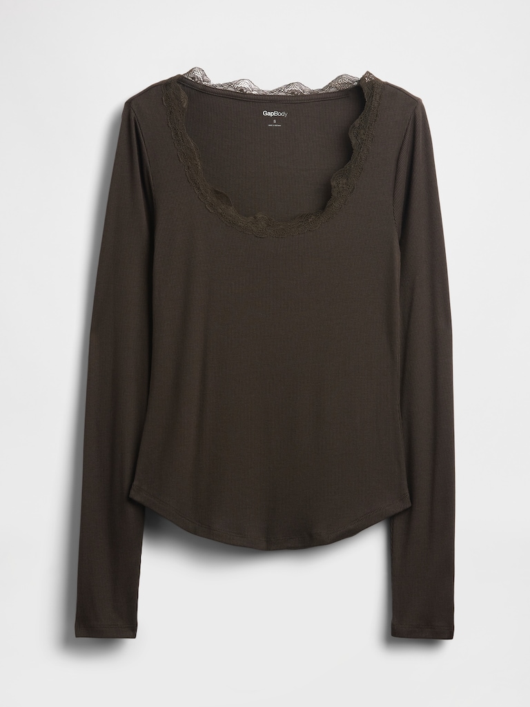 Mini Rib Lace-Trim PJ Top