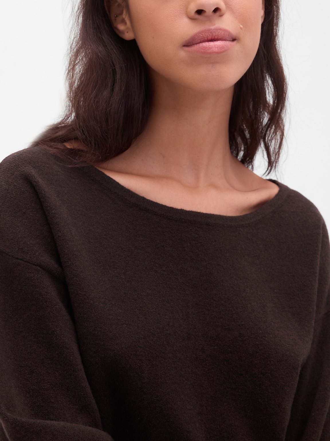 CashSoft Stretch Lantern-Sleeve Crop Sweater