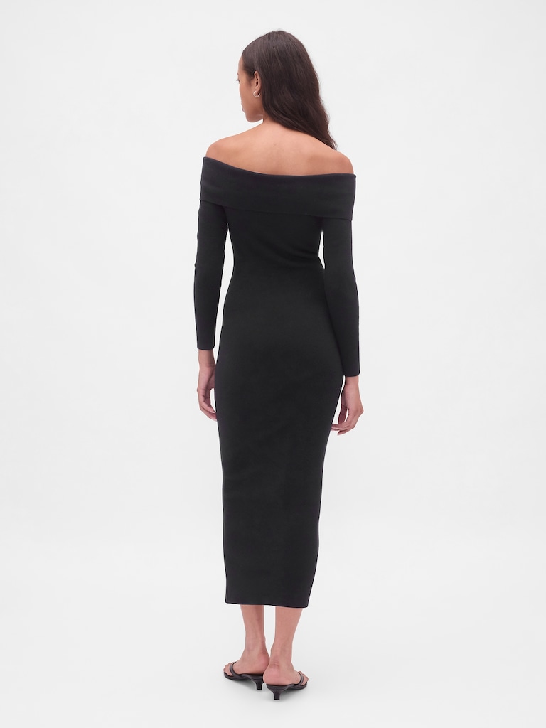 CashSoft Stretch Off-Shoulder Midi Sweater Dress
