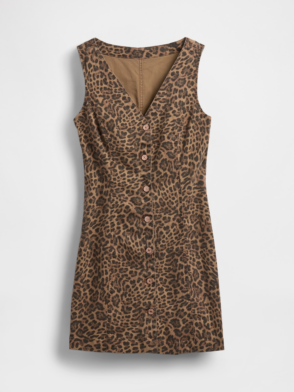 Leopard Denim V-Neck Mini Dress