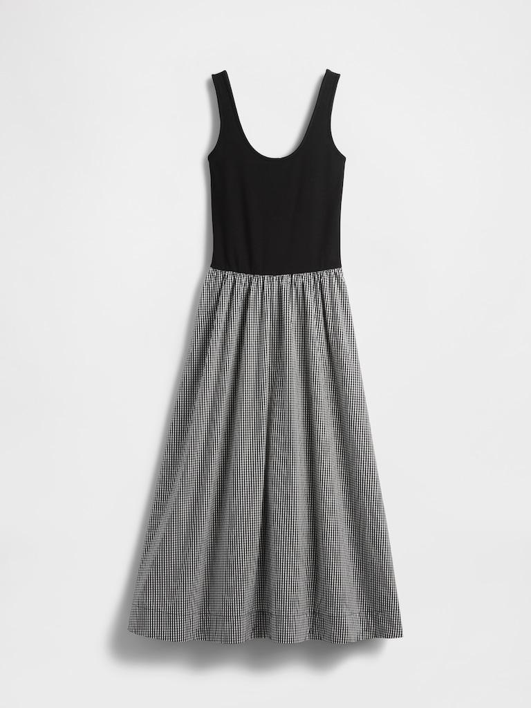 Mixed Media Drop-Waist Maxi Dress