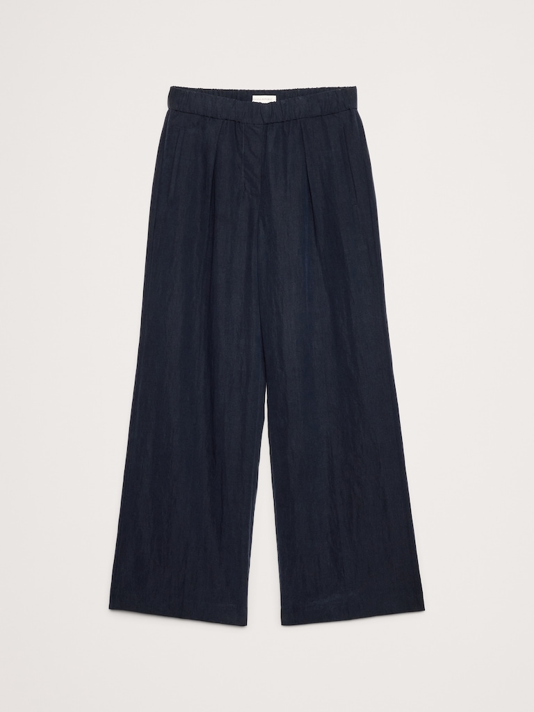 Mid-Rise Wide-Leg Drapey Pull-On Pant