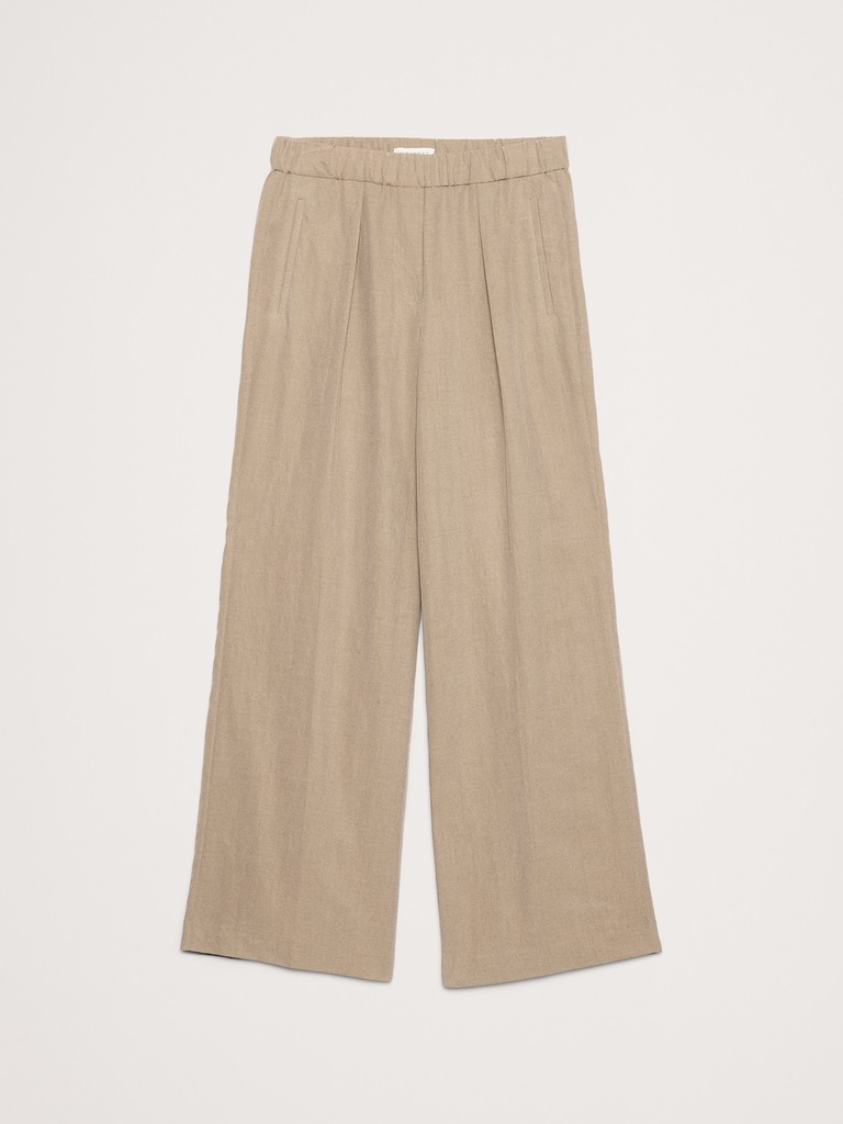 Mid-Rise Wide-Leg Drapey Pull-On Pant