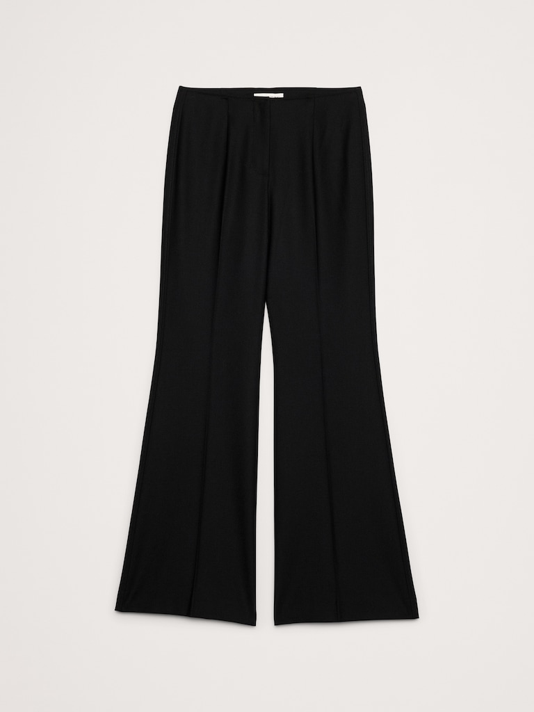 Mid-Rise Flare Stretch Wool-Blend Pant