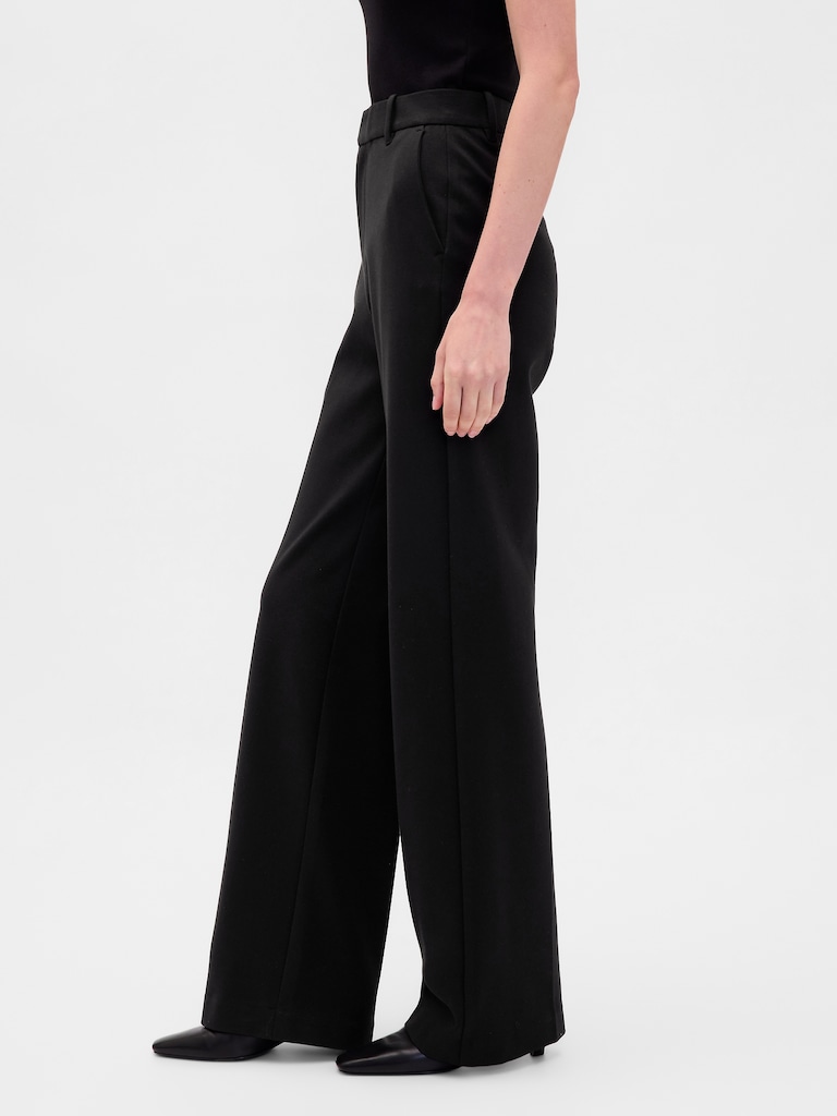 High Rise Double Knit Wide-Leg Pants