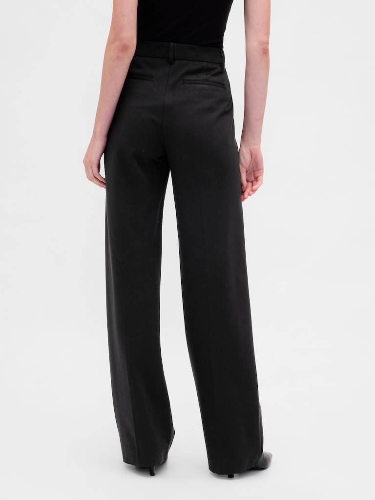 High Rise Double Knit Wide-Leg Pants