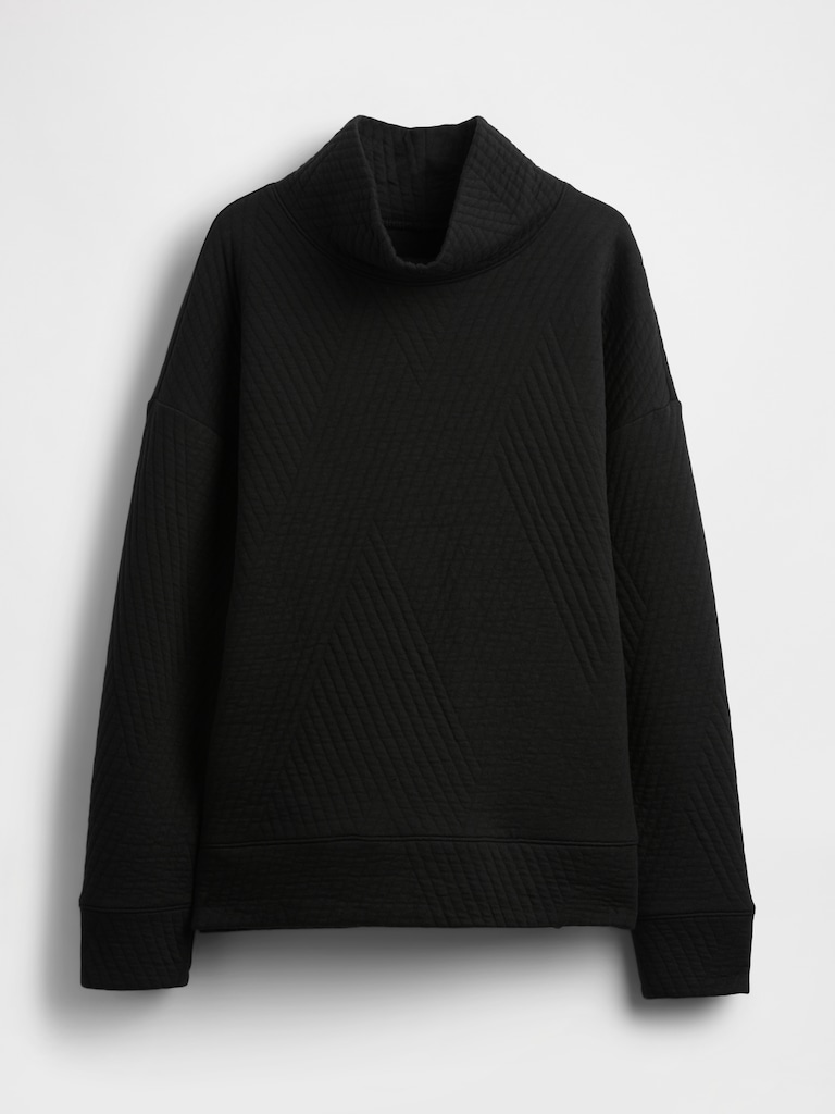 GapFit Quilted Jacquard Knit Funnel-Neck Pullover