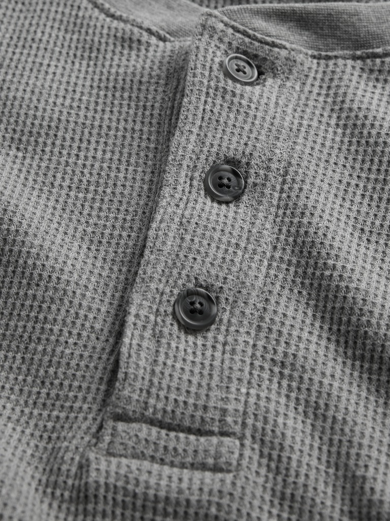 Waffle-Knit Henley T-Shirt