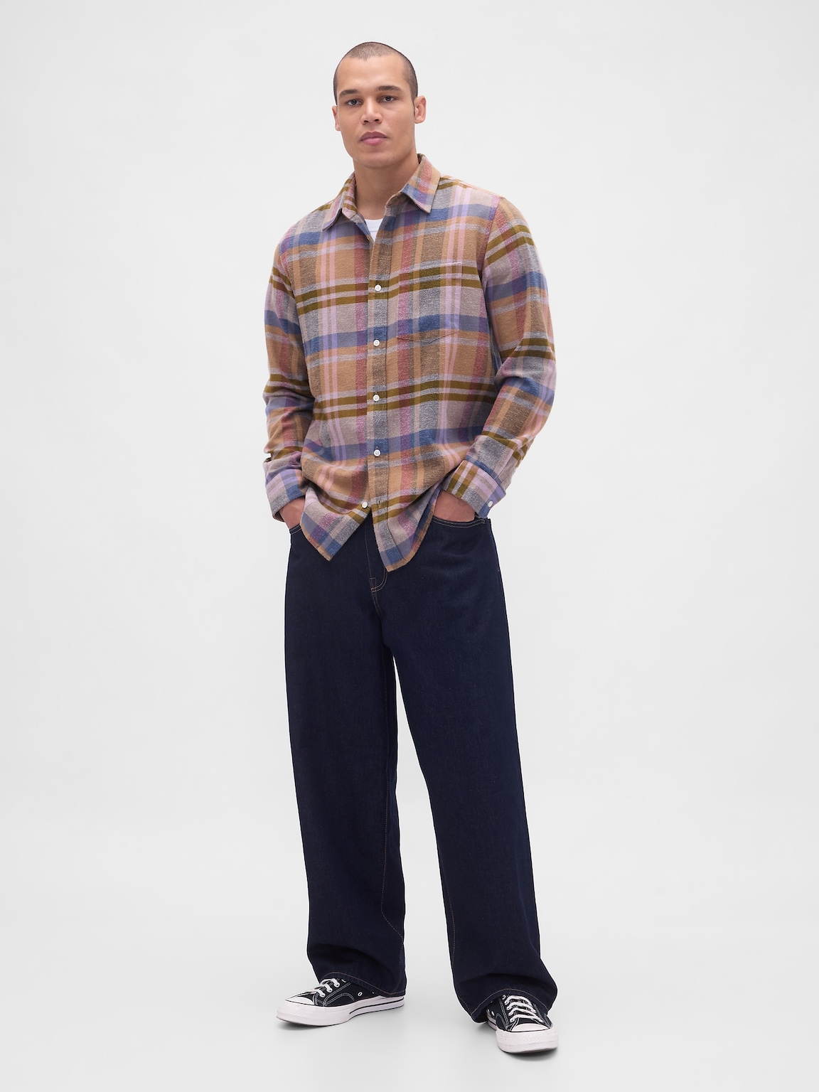 Organic Cotton Relaxed Flannel Shirt