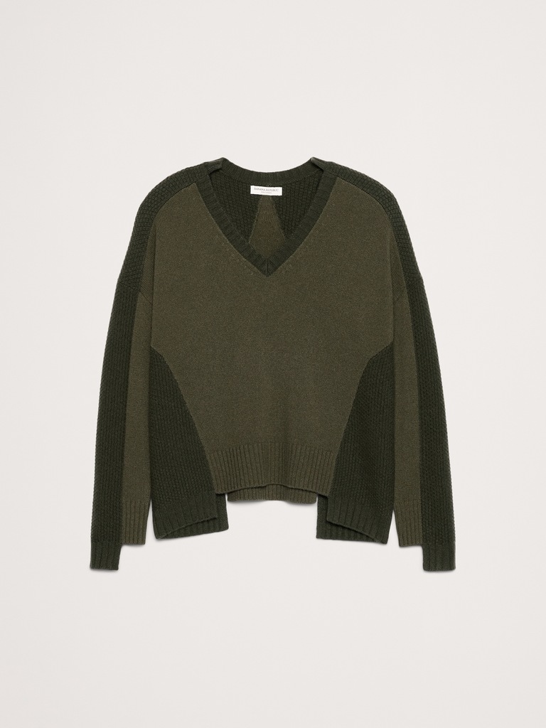 Cashmere Mixed-Stitch V-Neck Sweater