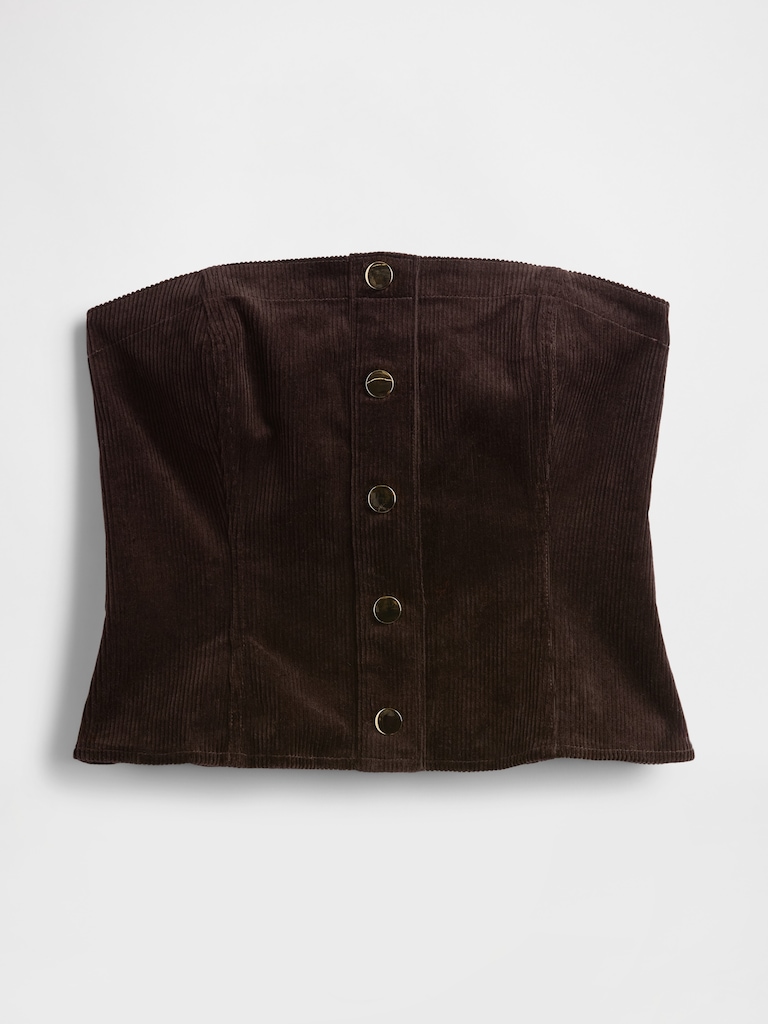 Corduroy Strapless Crop Vest