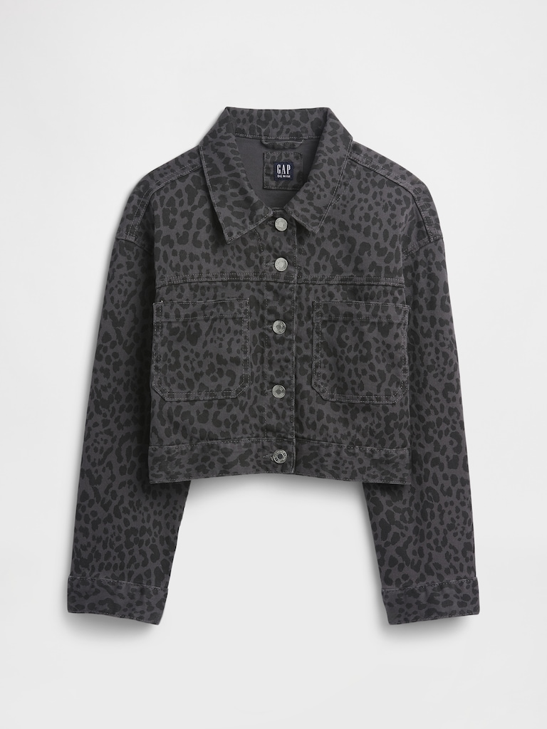 Kids Boxy Leopard Print Jacket