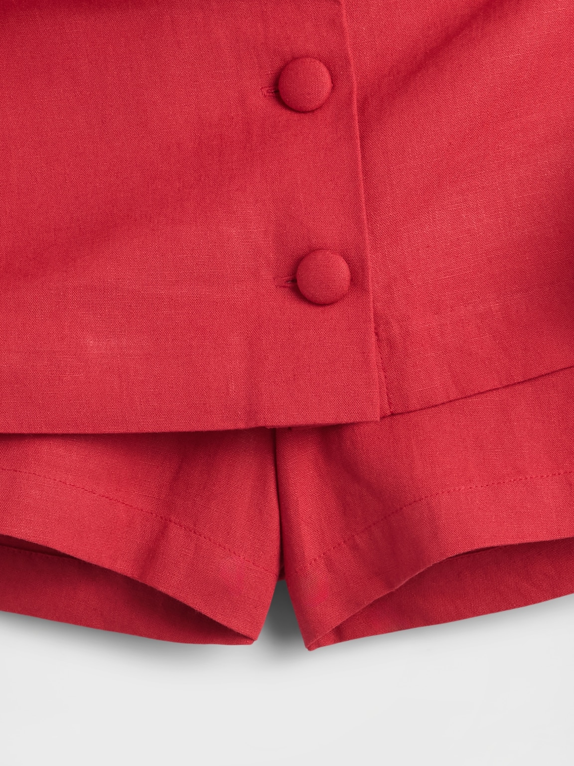 Linen-Blend Button-Front Mini Skort