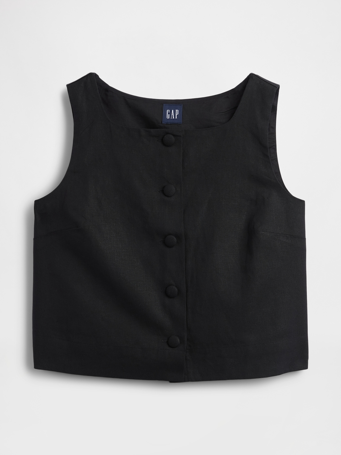 Linen-Blend Button-Front Shell Top