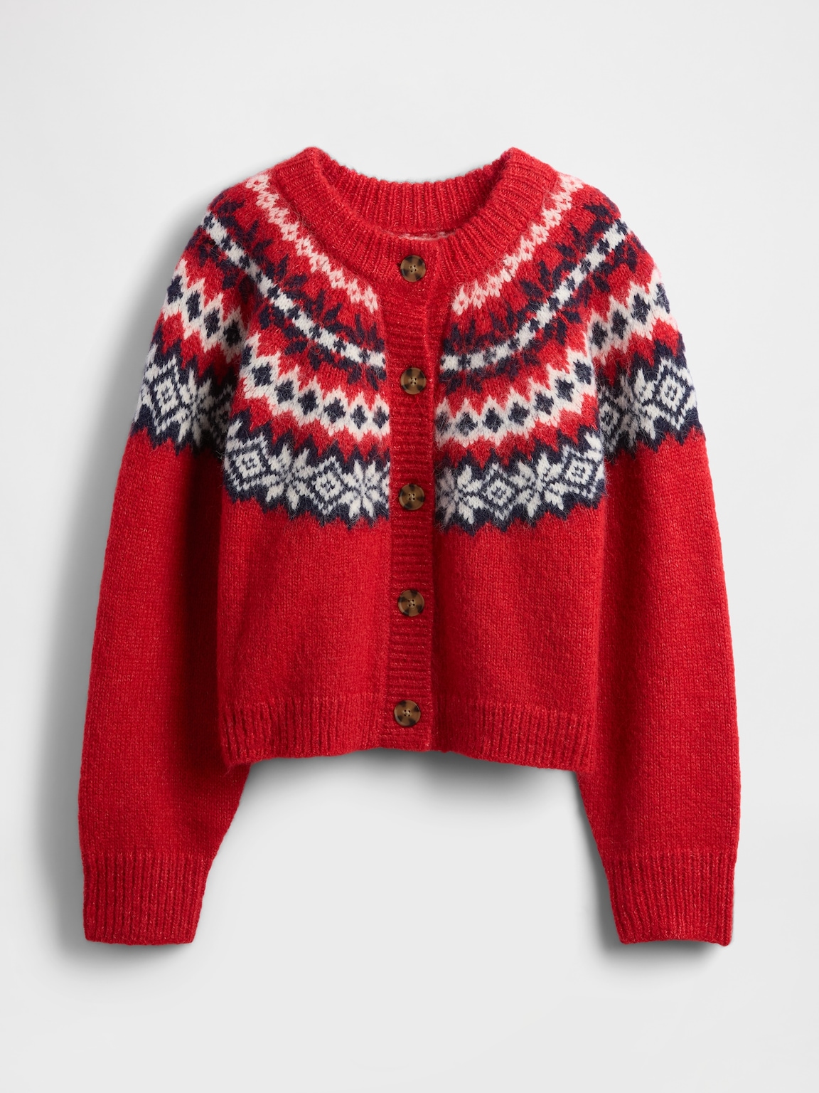 Fuzzy Fair Isle Cardigan Sweater